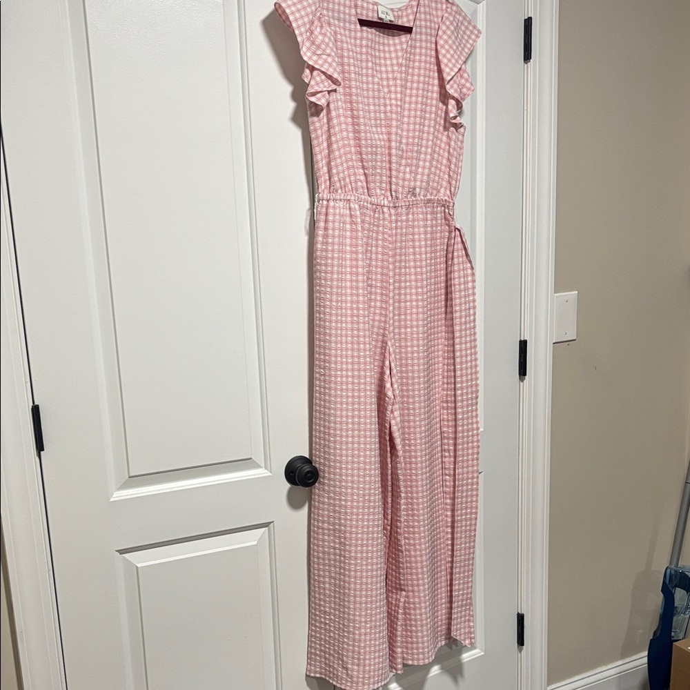 Aura Pink Checkered Jumpsuit Size Large